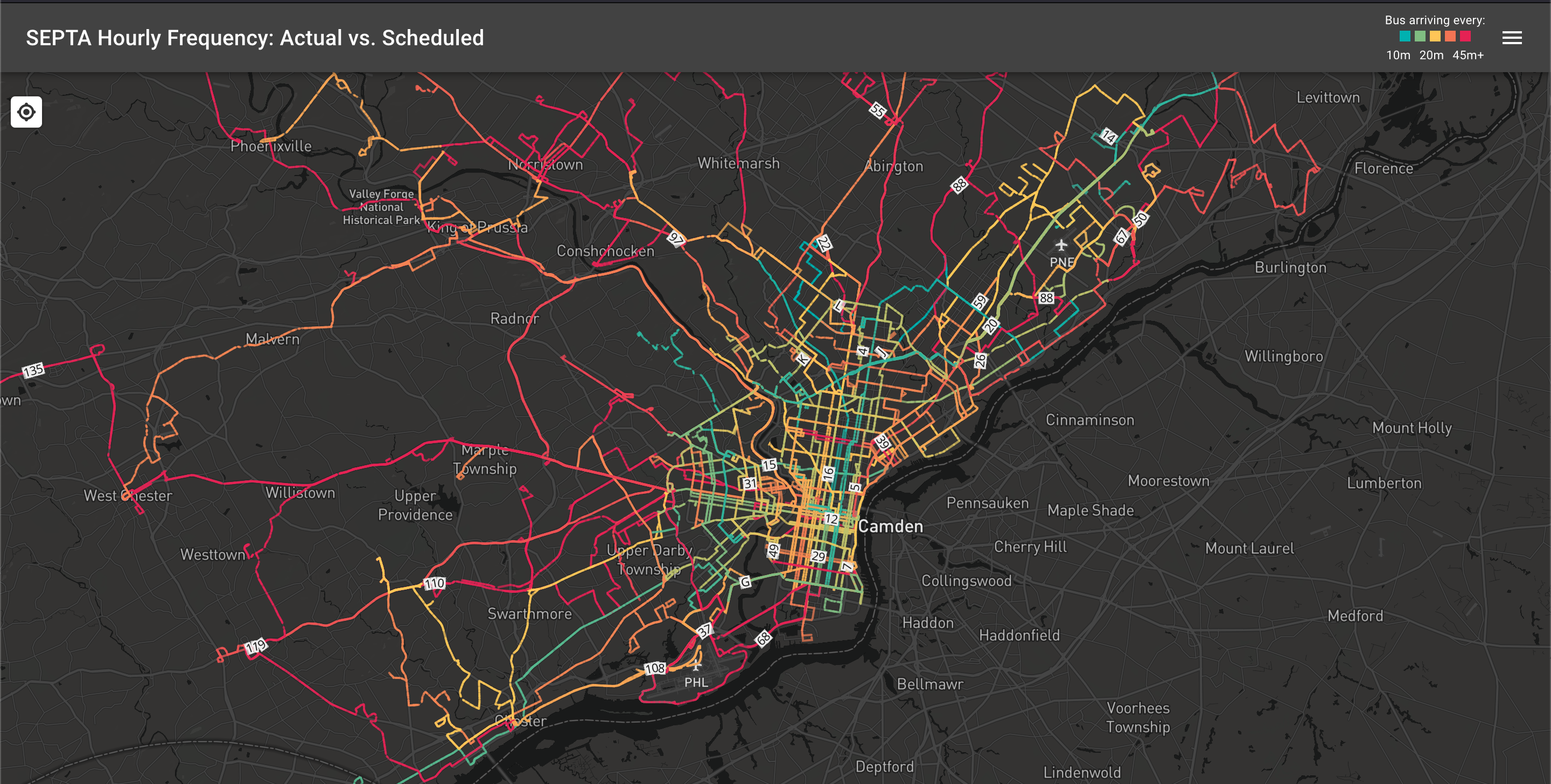 SEPTA Frequency Map